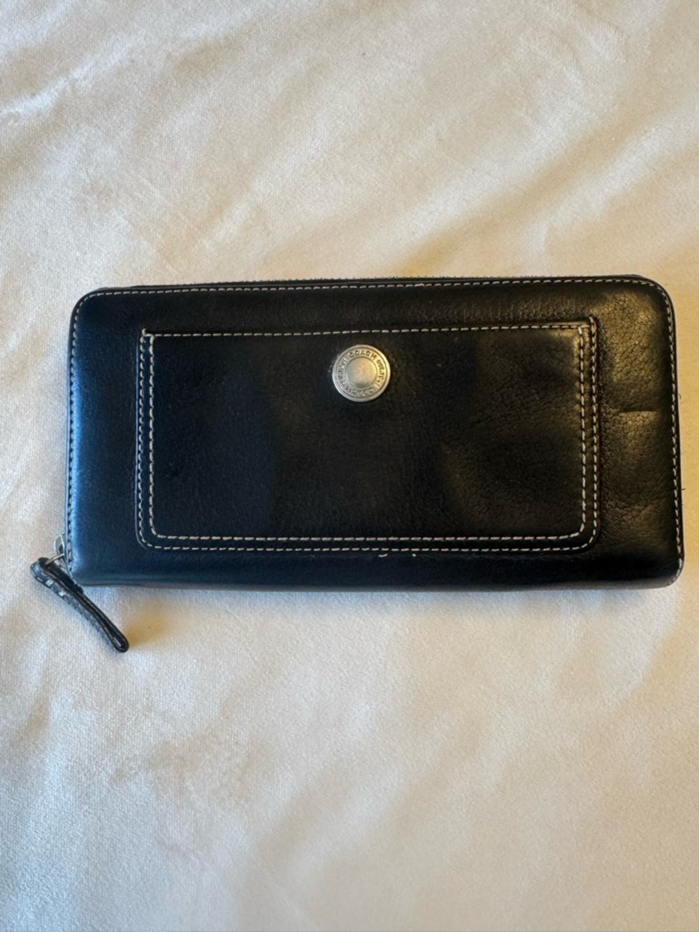 Vintage! Coach Chelsea Black Leather Zip Around Accordion Wallet